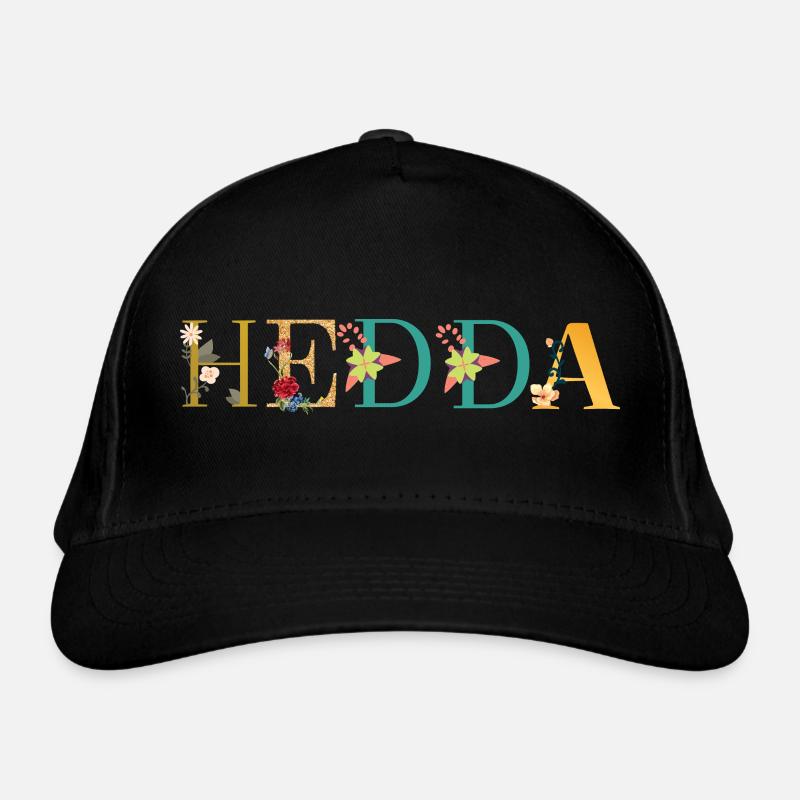 HEDDA Name mit Blumen geschmückt Bio-Baseballkappe