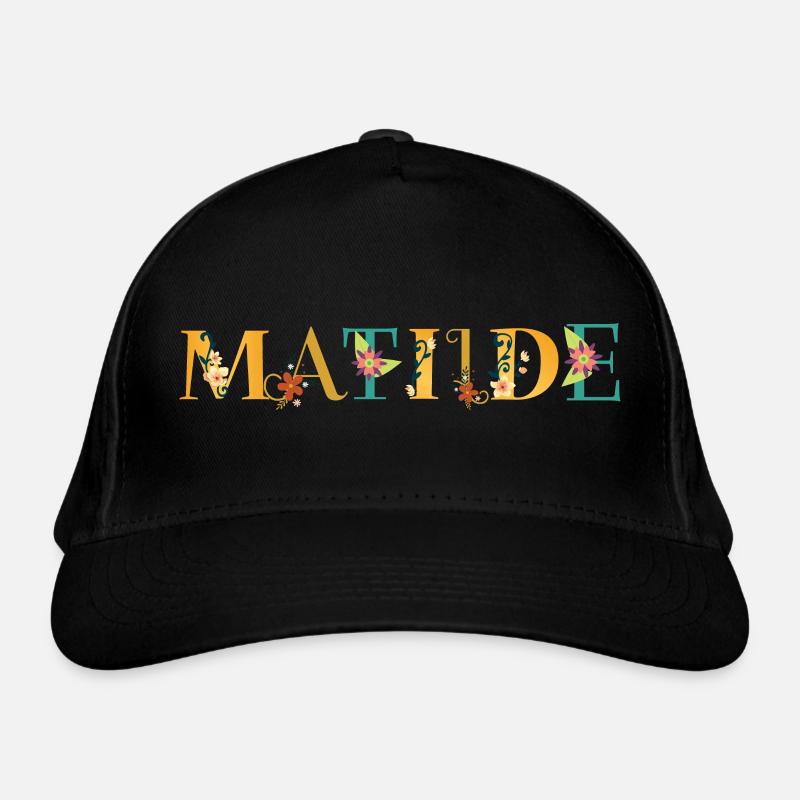 MATILDE Nom Art avec fleurs brodées - Casquette classique bio - noir