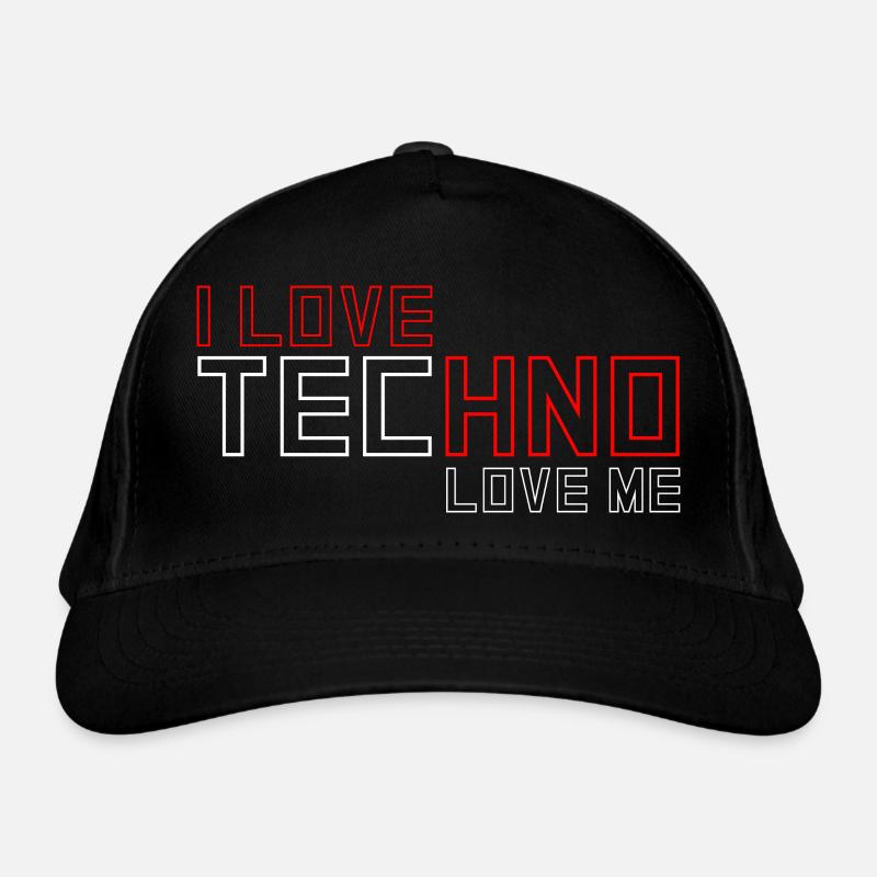 I Love Techno Bio-Baseballkappe