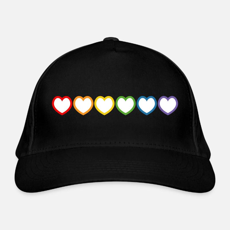 rainbow LGBT hearts white lgbt tshirt Organic Baseball Cap