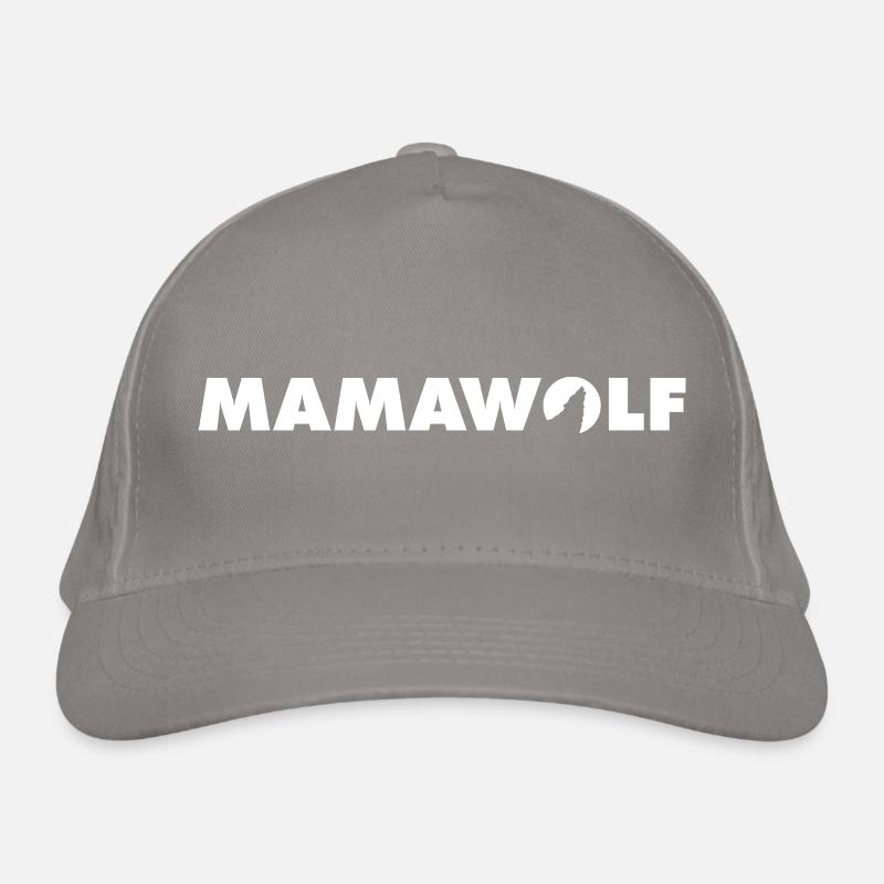 Mamawolf white lettering Organic Baseball Cap
