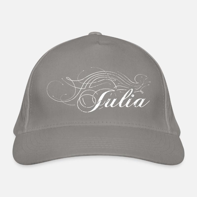 Julia verziert weiss Bio-Baseballkappe