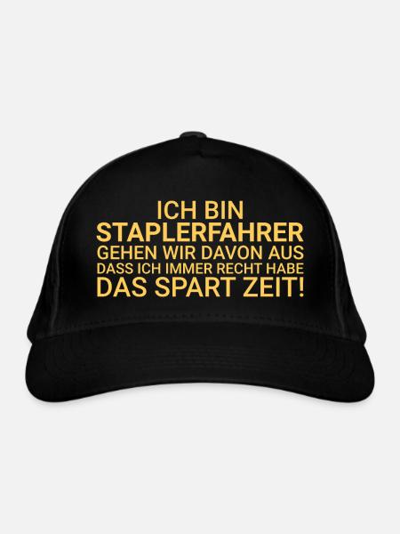 Staplerfahrer Zeit Sparen Gabelstaplerfahrer - Bio-Baseballkappe - Schwarz - Vorne