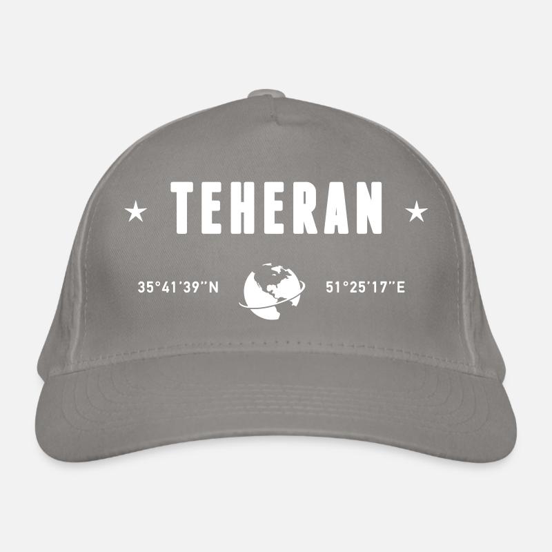Tehran Iran Coordinates Planet Earth White Organic Baseball Cap