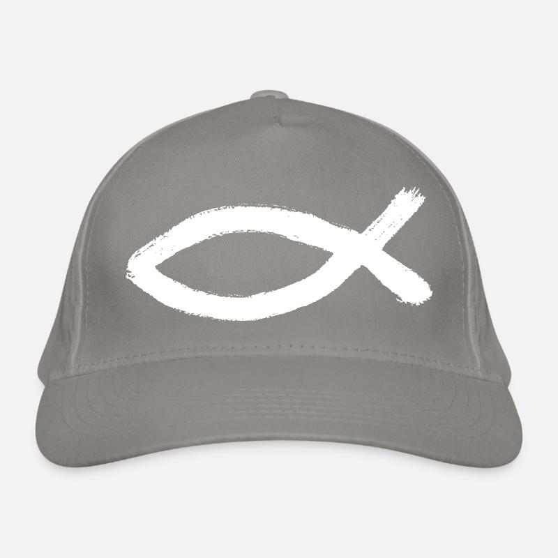 Jésus Poisson Blanc Ichthys Poisson Jésus Casquette classique bio