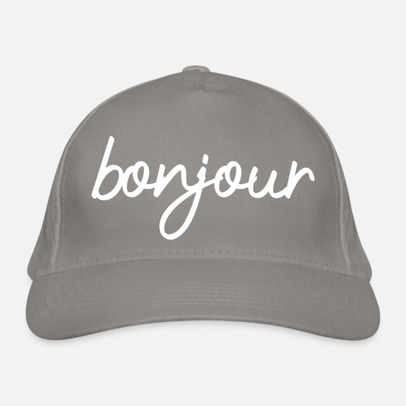 Bonjour - Conception de texte français minimaliste Casquette classique bio