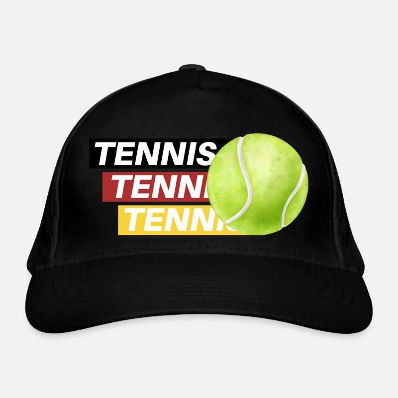 Tennis Elegance: Black, Red, Gold Organic Baseball Cap