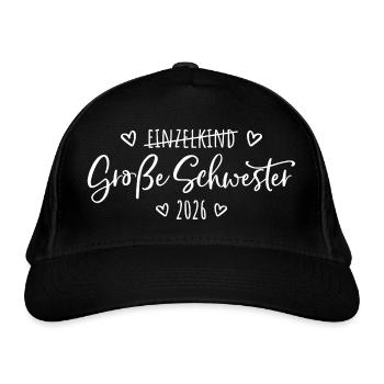 Kein Einzelkind mehr - Große Schwester 2026 - Bio-Baseballkappe - Schwarz - Vorne