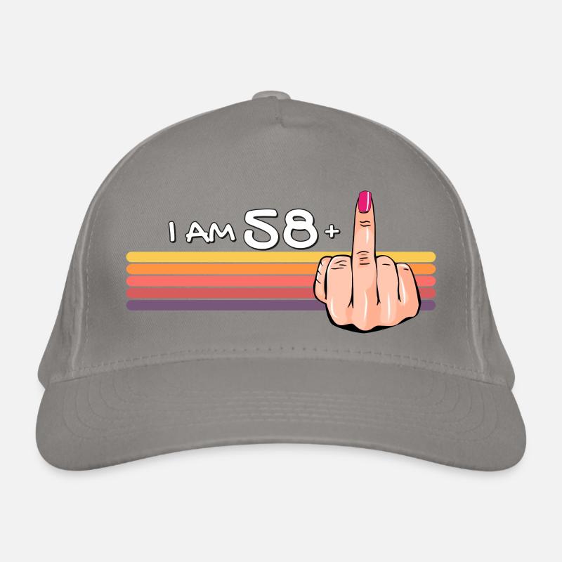 Ich bin 58 + 1 Mittelfinger-Shirt Ich bin 58 plus, Bio-Baseballkappe