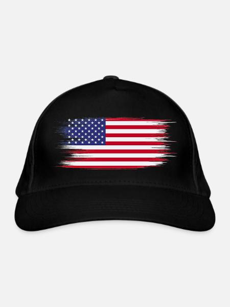 Drapeau Américain Brush - Casquette classique bio - noir - Devant