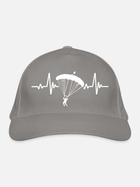 Parachuting Heartbeat Parachute Jump - Organic Baseball Cap - light grey - Front
