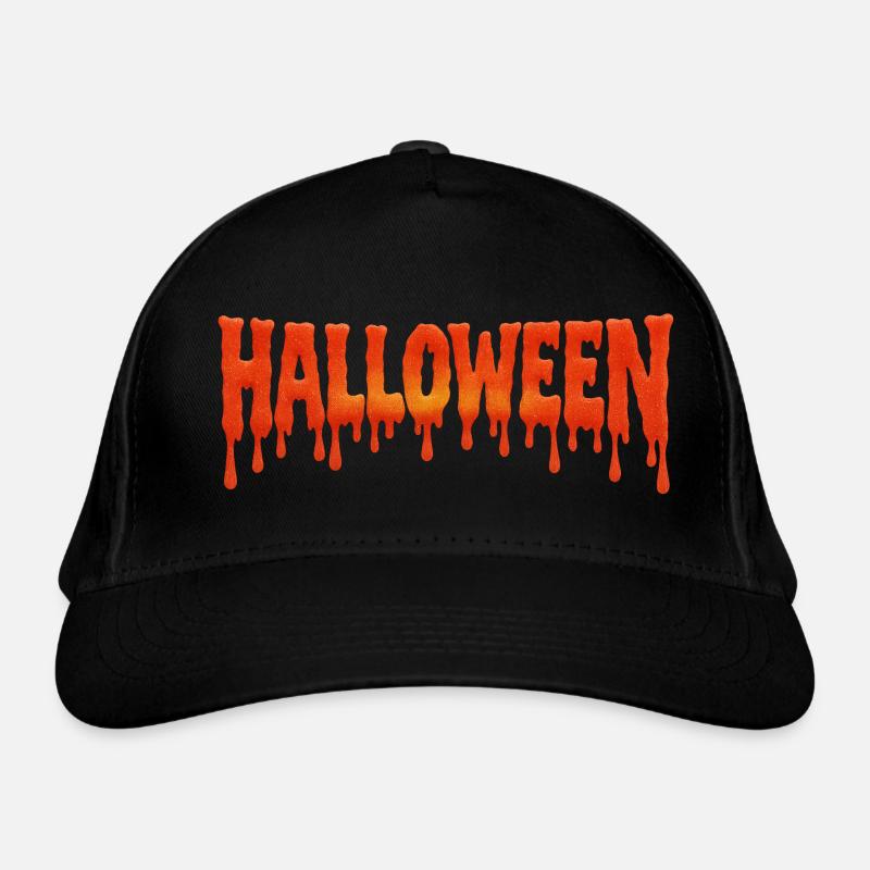 Dripping Halloween Font in Blood Orange Organic Baseball Cap