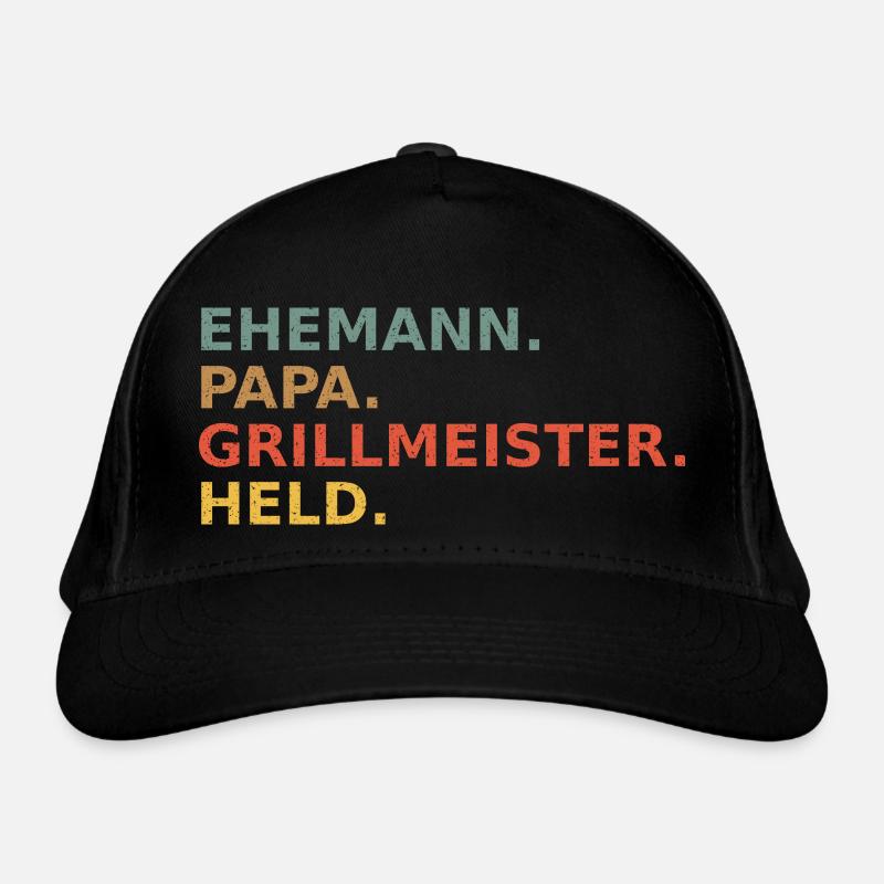 Husband Papa Grill Master Hero Vintage Retro Organic Baseball Cap