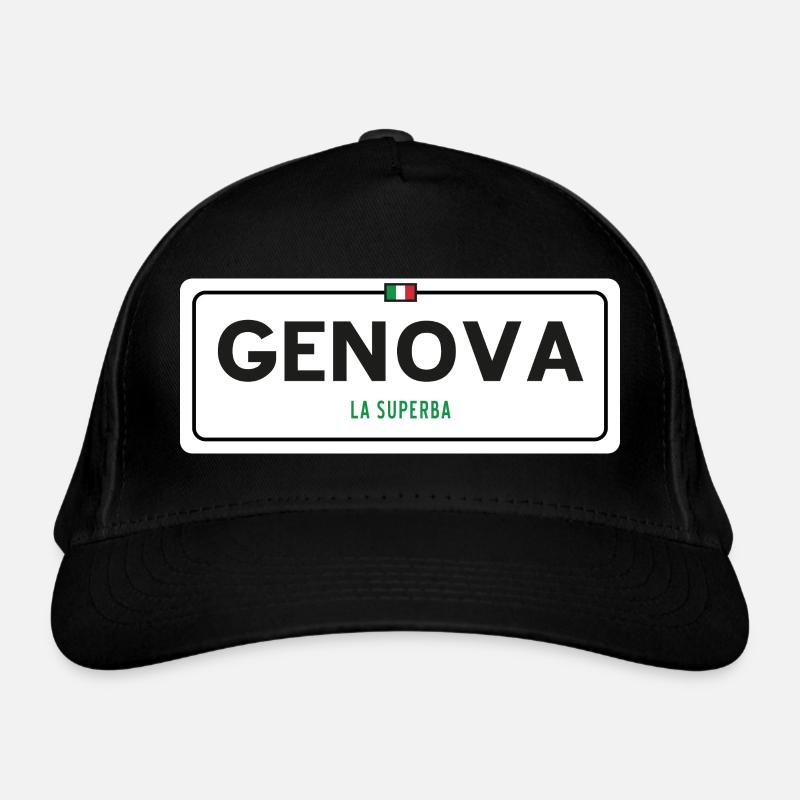 Genova place name sign - Organic Baseball Cap - black
