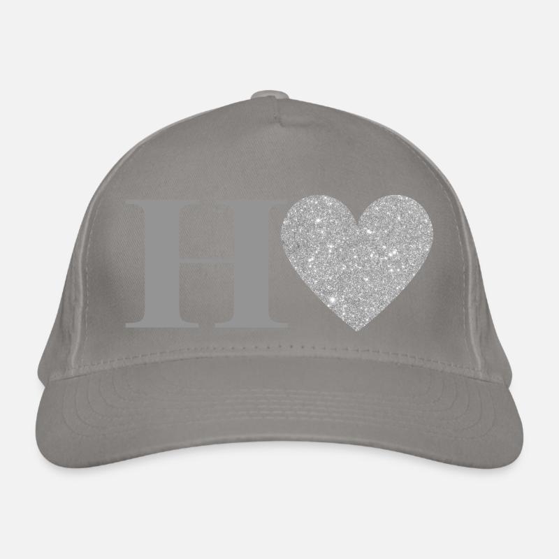 Letter h silver heart Organic Baseball Cap
