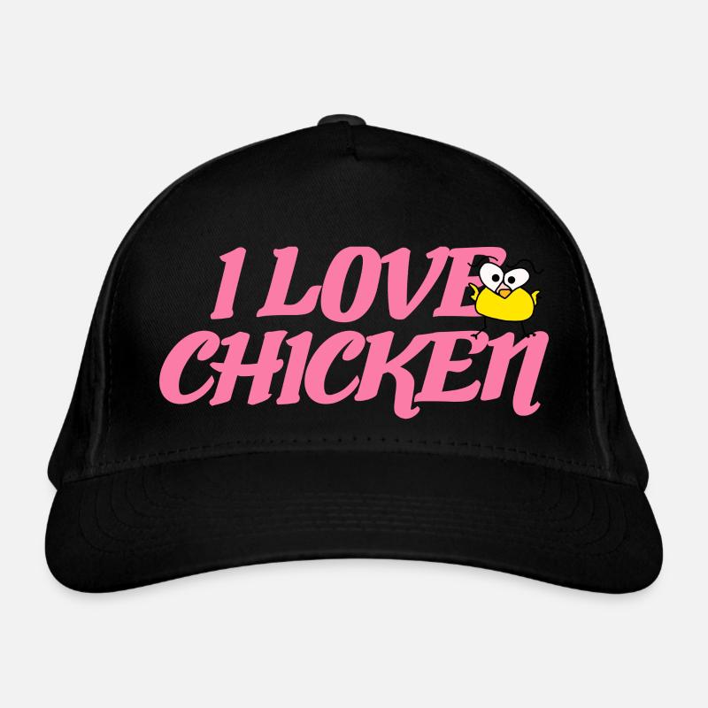 Yellow Chicken I love chicken Organic Baseball Cap