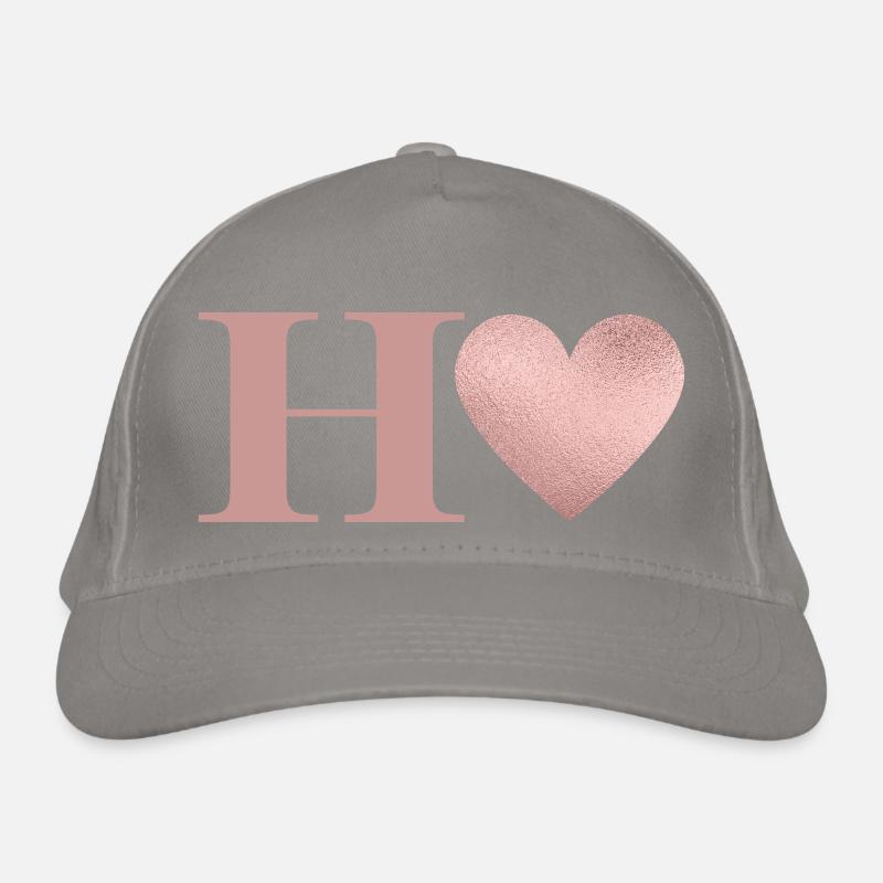 Letter h heart rose gold Organic Baseball Cap