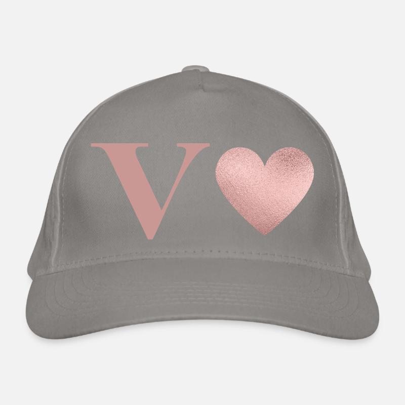 Letter V Heart Rose Gold Organic Baseball Cap