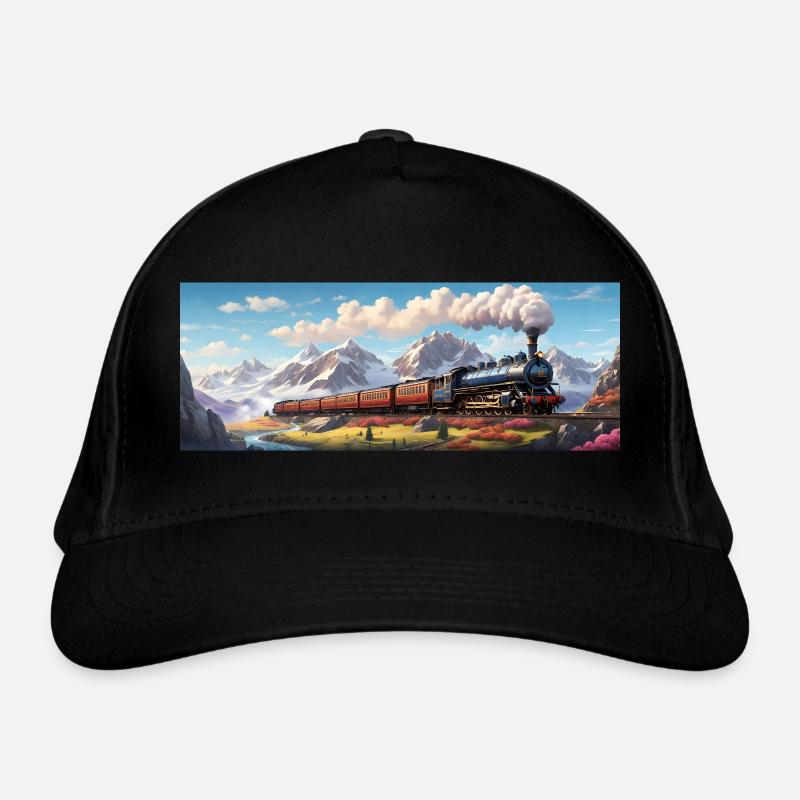 Nostalgischer Eisenbahnzug mit Dampflokomotive Bio-Baseballkappe