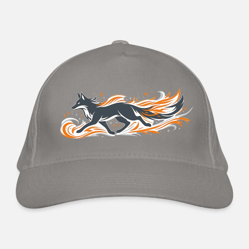Flaming fox in fire flight Organic Baseball Cap