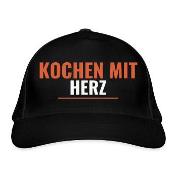 Kochen mit Herz. - Bio-Baseballkappe - Schwarz - Vorne
