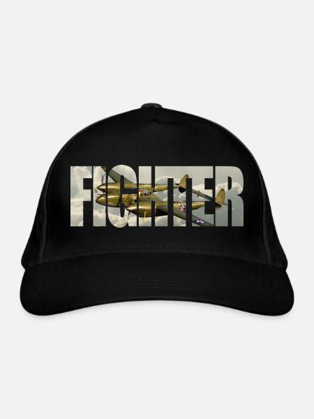Fighter P-38 Lightning - Bio-Baseballkappe - Schwarz - Vorne