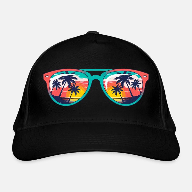 Sunset Palms Sunglasses  - Organic Baseball Cap - black