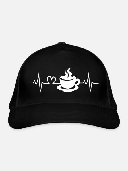 Kaffeeliebe Herzschlag Design - Bio-Baseballkappe - Schwarz