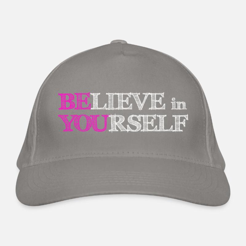 Believe In Yourself - Pink Scribble White Organic Baseball Cap