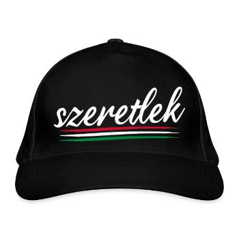 Szeretlek - Ich Liebe Dich Ungarisch - Bio-Baseballkappe - Schwarz - Vorne