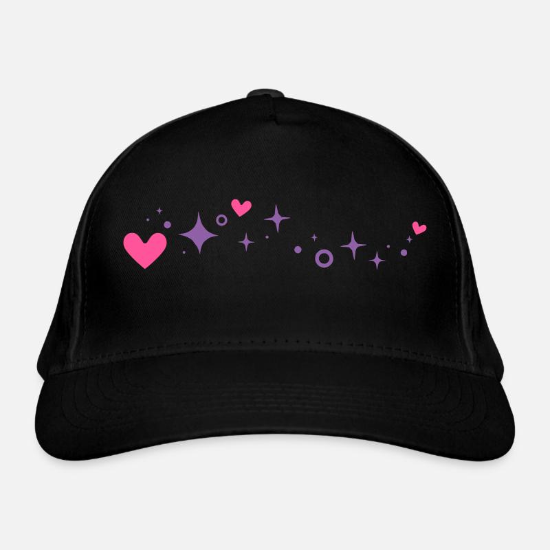Glitter Heart Line Decoration Organic Baseball Cap