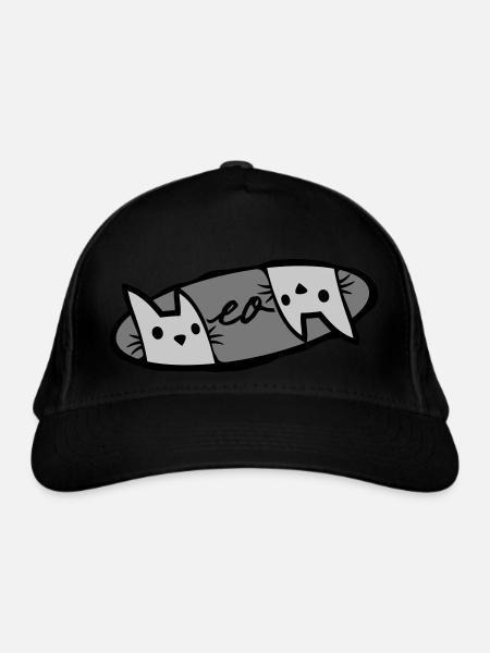 Meow 2 Katzen Logo - Bio-Baseballkappe - Schwarz - Vorne