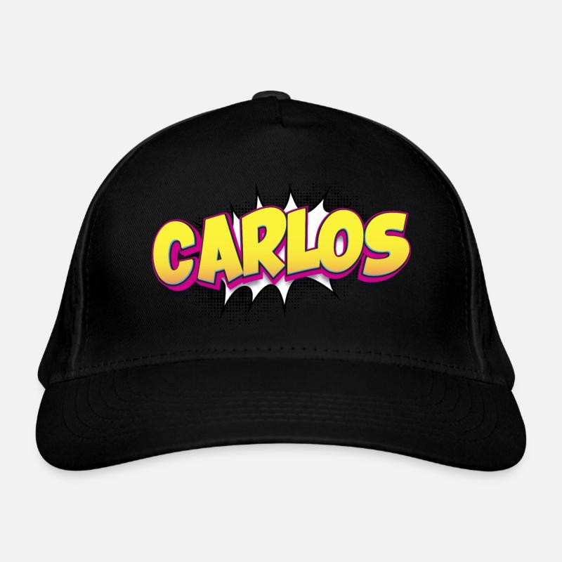 Carlos benutzerdefinierter Name Comic-Stil Pop-Art, Bio-Baseballkappe