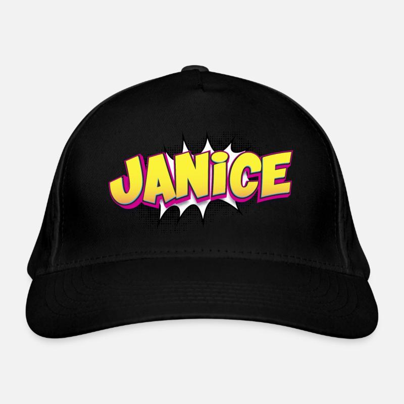 Janice Custom Name Comic Book Style Pop Art, Organic Baseball Cap