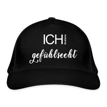 ICH kreiere gefühlsecht. - Bio-Baseballkappe - Schwarz - Vorne