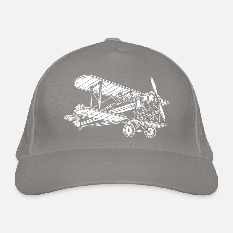 Biplane Oldtimer, Classic Airplane Design Organic Baseball Cap