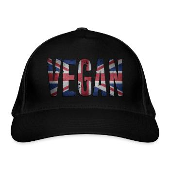 VEGAN - United Kingdom Flag - Vintage - Organic Baseball Cap - black - Front