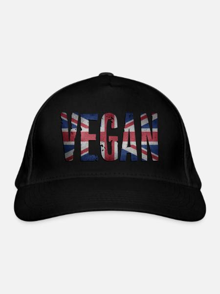 VEGAN - Drapeau du Royaume-Uni - Vintage - Casquette classique bio - noir - Devant