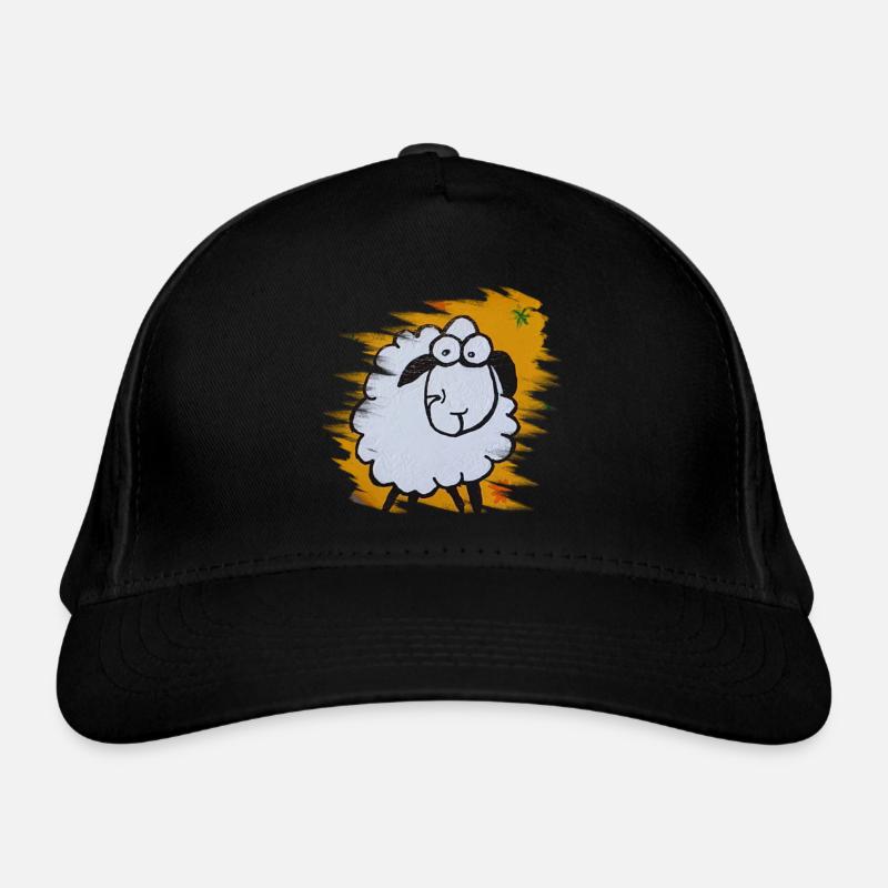 Funny sheep on orange background Organic Baseball Cap