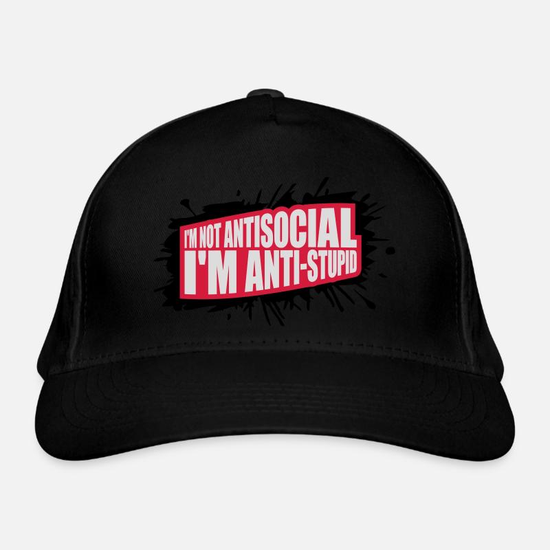 not antisocial anti stupid Bio-Baseballkappe