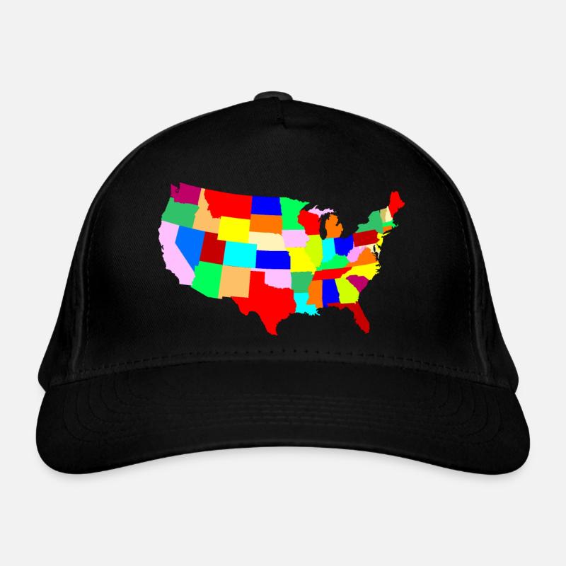 USA Patchwork Map Organic Baseball Cap