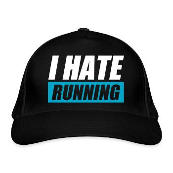 I hate running lustiges Lauf Joggen Läufer - Bio-Baseballkappe - Schwarz - Vorne