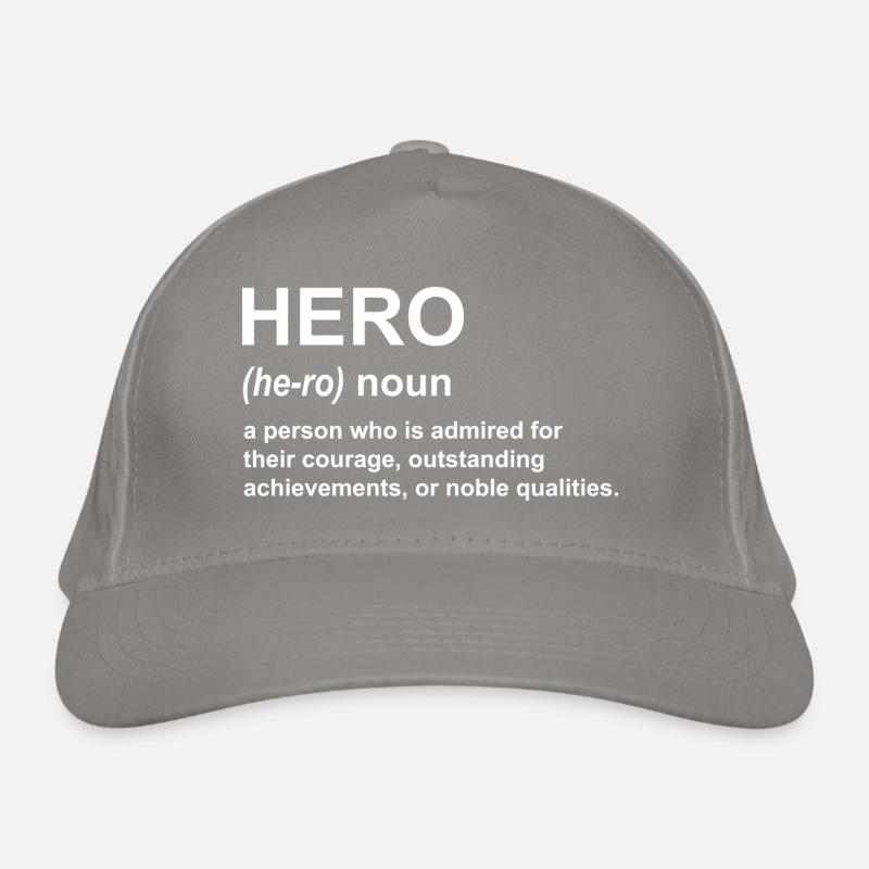 Texte blanc de définition du héros. Casquette classique bio