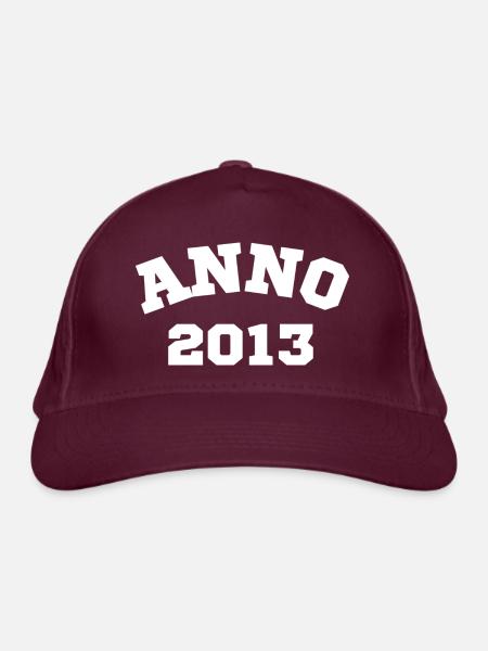 Anno 2013 Geburtstag Geburtsjahr - Bio-Baseballkappe - Burgunderrot - Vorne