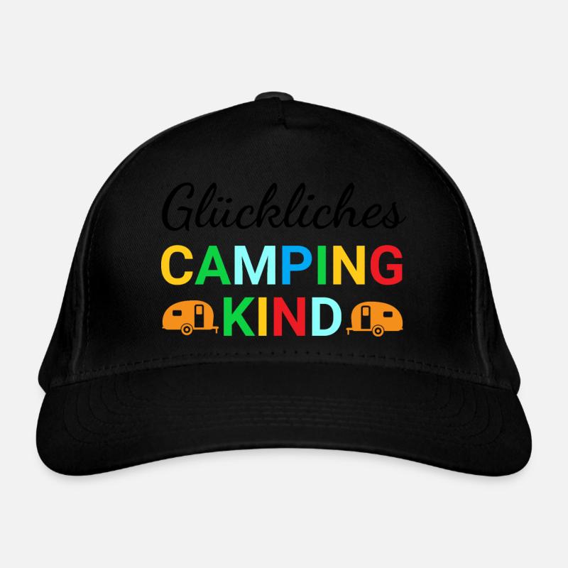 Glückliches Camping Kind Bio-Baseballkappe