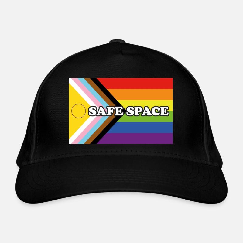 Inclusive Pride Progress Flag SICHERER RAUM Bio-Baseballkappe