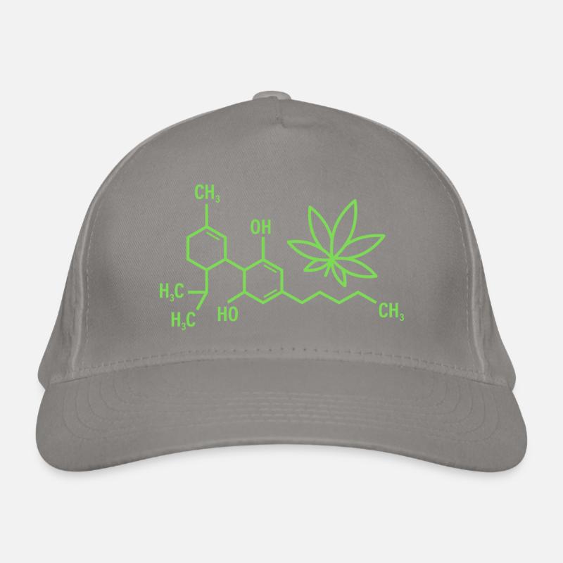 THC-Formel mit Cannabisblättern Bio-Baseballkappe