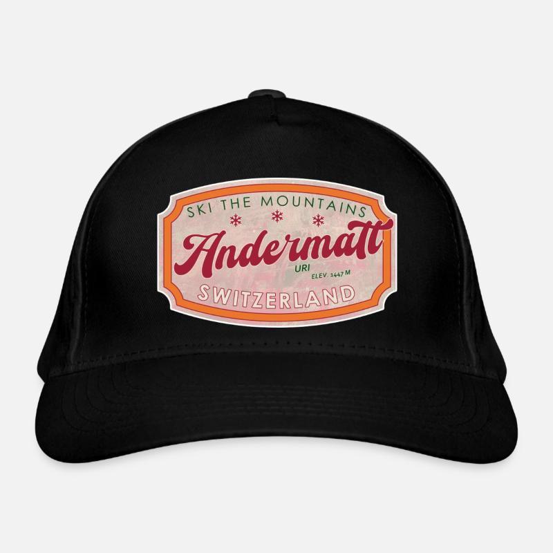 Étiquette Andermatt Suisse Ski Vintage - Casquette classique bio - noir