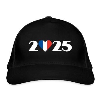 Urlaub in Frankreich 2025, Reise nach Frankreich - Bio-Baseballkappe - Schwarz - Vorne