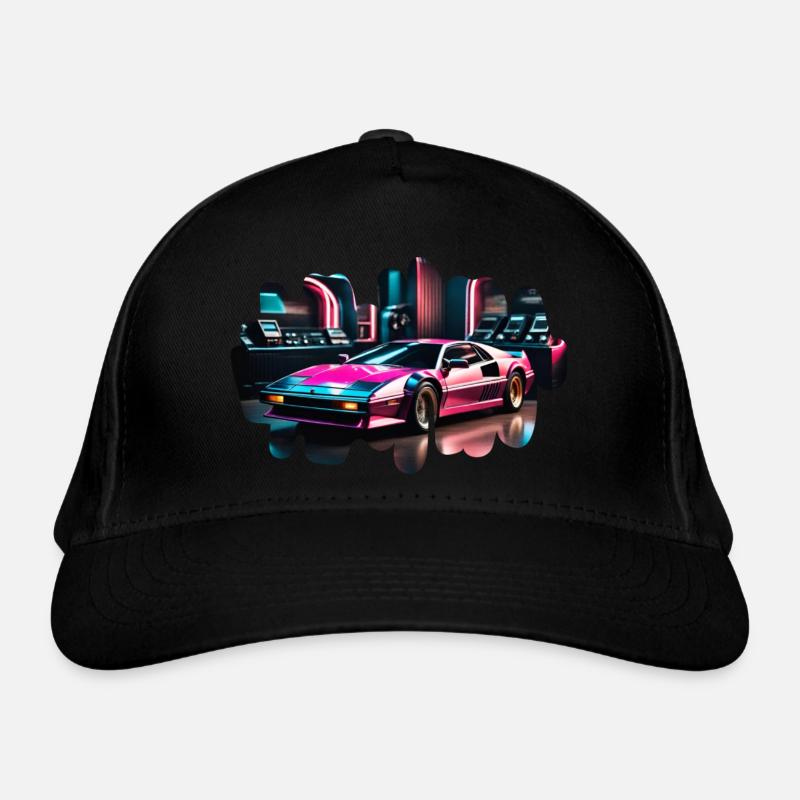 Retro Synthwave Sportwagen Bio-Baseballkappe